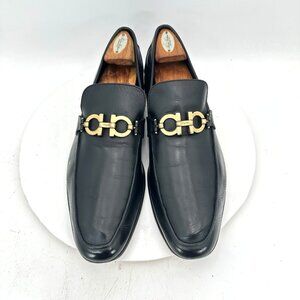 Salvatore Ferragamo Men Size 11.5 Black Leather Horsebit Loafer Dress Shoes